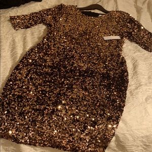 Mini black and gold sequin dress